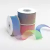 Gasa Transparente Arcoíris Degradado con Flores Cinta de Colores Cinta para Empaque de Pasteles Cinta Encriptada Cinta para Empaque de Regalos