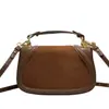 Gchi 25 Bolso de Silla de Montar Nuevo Piel Genuina Gama Alta Retro Bolso de Hombro Único Cruzado Lujo Ligero Alta Calidad Disparo Real para Transfronterizo