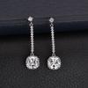 Luz Atmosférica Lujo Marino Azul Cristal Cuadrado Color Geométricos Pendientes Largos Elegantes Niñas Fuente de Fábrica Joyería