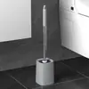 Cepillo para inodoro para uso doméstico, cepillo de limpieza para baño, sin rincones muertos, con base, juego de mango largo, cepillo de limpieza de plástico