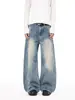 Ropa de Hombre Fengshe / Jeans de Guadaña Retro Americano para Hombres y Mujeres, Pantalones Casuales Sueltos de Pierna Ancha Cleanfit