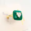 Anillo Ajustable de Moda Simple con Corazón de Color Goteo de Aceite, Chapado en Cobre Oro Verdadero 18K Incrustado con Circonia Esmalte para Mujer