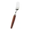 Juego de Cuchillo, Tenedor y Cuchara de Acero Inoxidable con Mango de Madera Sapele Retro, Cuchara de Acero Inoxidable Estilo Japonés para el Hogar, Tenedor, Cuchillo para Bistec, Cuchara de Postre