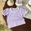Nueva Moda Stylish Camiseta de Verano Linda para Bebés Niñas, Estilo Coreano Borde de Encaje Dulce Versátil Trendy Top