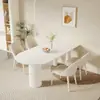 Mesa de jantar e cadeiras de ardósia branca pura e cremosa, mesa de reunião moderna minimalista, mesa de jantar semicircular econômica para apartamentos pequenos