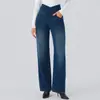 Jeans Amazon Skinny de Perna Reta com Cintura Cruzada, Malha Elástica Cat-Eye, Efeito Emagrecedor e Drapê