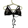 Gótico Americano Chica Caliente Moda Bikini Sexy con Tachuelas Cruzadas Estética de Encaje con Cordones Conjunto de Playa al Aire Libre para Vacaciones