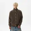 Cardigan de Tricô Botão Gola Alta Novo Outono Inverno Masculino Retro Americano Tendência Simples Versátil Preguiçoso Jaqueta Suéter