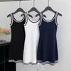 Vestido camisola de punto estilo Chanel, fresco y sedoso, para mujer, estilo verano, entallado a la cintura, adelgazante, vestido corto sexy