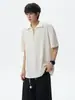Camisa Polo de Medio Cierre Estilo Old Money para Hombre, Marca de Verano de Moda, Falso Dos Piezas Ajuste Holgado, Camiseta con Cuello Campana, Top Casual Versátil Retro
