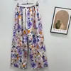 Calça de Pijama de Seda de Algodão para Mulheres, Estilo Fino para Primavera e Verão, Tamanho Grande, Caimento Solto, Calça de Perna Larga de Algodão Artificial, Pode Ser Usada Fora de Casa, Versátil, Cintura Alta, Leve