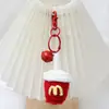 Llavero de Helado Transfronterizo, Colgante Tejido a Mano de Papas Fritas y Hamburguesa, Accesorio para Mochila, Souvenir de Comida Simulada