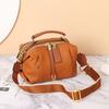 Bolsa de Couro Genuíno Atacado, Couro Bovino de Camada Superior Bolsa Transversal Color Block Feminina, Bolsa Boston de Mão, Bolsa com Almofada de Ombro, Bolsa Boston