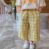 Pantalones casuales de primavera y otoño para mujer, estilo occidental para bebés, con personalidad para niños, estilo coreano de moda, pantalones anchos retro a cuadros populares en Internet.