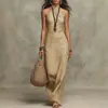 2026 Novo Europeu e Americano Transfronteiriço Amazon Mulheres Slim-Fit Moda Cor Sólida Elegante Sem Mangas Gola Halter Vestido Longo