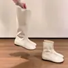 Botas de caña alta versátiles minimalistas estilo uva estilo coreano punta redonda elásticas adelgazantes botas cortas botas de tacón oculto mujer