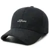 Gorra de béisbol de cuero liso de color sólido transfronteriza sombrero para exteriores para hombres de mediana edad y ancianos con terciopelo grueso resistente al viento cálido sombrero de pico