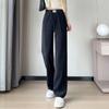 6619 Pantalones de Terciopelo de Algodón Europeo de Pierna Estrecha y Ancha para Mujer Ropa de Otoño e Invierno Talla Grande de Cintura Alta Pantalones Casuales Pantalones Rectos Forrados de Polar