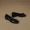 Camélia Francesa Estilo Chanel Decote Baixo Solado Macio Versátil Para Ir ao Trabalho Pés Não Cansados Salto Grosso Sapatos de Salto Único Mulheres