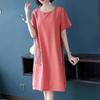 Talla grande Vestido de Verano de Manga Corta para Mujer 2025 Nuevo Suelto Cubre Vientre Chica Gordita Casual Estilo Occidental Madre con Bolsillo