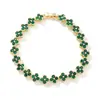 Pulseira Colorida de Pedra Preciosa Flor de Trevo de Quatro Folhas Transfronteiriça Europeia e Americana, Fashionável e Versátil, Luxo Leve com um Toque de Alto Padrão, Pulseira de Cobre Cravejada com Zircônia de Diamante Completo