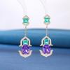 Pendientes de plata S925 con diseño de lazo de amor, de estilo pequeño, de lujo y con combinación de circonitas amarillas, para mujer