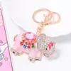 Chaveiro Popular da Amazon Transfronteiriço Elefante Pingando Óleo Fivela Pingente de Chave Grande Cristal de Diamante Corrente de Chave de Metal com Strass