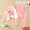 Conjunto de Roupa Íntima Térmica Feminina com Fleece, Roupa de Baixo Espessa de Inverno para Crianças (Blusa e Calça), Roupa de Baixo Térmica Inteira com Fleece, Pijama para Bebê Menina