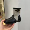 Moda Infantil Clássico Versátil Botas de Meia-Canela Patchwork 2026 Outono Novo Botas Individuais Retrô com Fivela de Metal Tendência para Meninas