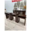 Mesa de manicura estilo retro de nogal negro con cajones, un juego de escritorio y silla de manicura multifuncional, diseño vintage