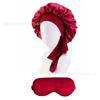Gorro de dormir de seda con cinta elástica transfronteriza, conjunto de máscara para los ojos, gorro de satén para el cuidado del cabello, gorro con cinta, gorro de ducha, gorro étnico