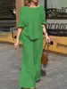 Traje de Algodón y Lino de Moda Europea y Americana Transfronterizo Otoño 2025 Conjunto de Dos Piezas Pantalones Casuales Sueltos de Color Puro para Mujer