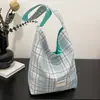 Bolso de Hombro Patchwork Menta Fresca Mambo Bolso Tote de Gran Capacidad Simple Doble Uso Doble Pan Primavera y Verano Nuevo