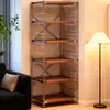 Estantería de almacenamiento multicapa de estilo japonés de color claro para el suelo, estantería simple para sala de estar, hogar, balcón y estante de exhibición para cocina