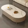 Mesa de Centro de Losa de Roca Sala de Estar Hogar Apartamento Pequeño Minimalista Moderno Mesa de Té de Piso Mesa de Café Pequeña Ovalada de Alta Gama Celebridad de Internet