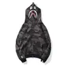 Moletom com Capuz Estampa Digital 3D Cabeça de Tubarão Camuflado Masculino Jaqueta Tendência Primavera e Outono Estilo Zíper