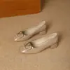 Zapatos Mary Jane para mujer sin fatiga para los pies, nuevo estilo primavera y otoño, hebilla metálica en V francesa, tacón medio, tacón grueso, puntera cuadrada, sin cordones, zapatos de un solo paso
