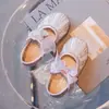Zapatos de Cristal de Rendimiento de Moda Nuevos para Niña Primavera 2024 Zapatos de Baile para Niños Zapatos de Rendimiento con Lazo Suela Suave de Princesa