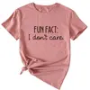 Fato Engraçado Eu Não Me Importo Em Estoque Moda Europeia e Americana Feminina Plus Size Camisetas Amazon Wish Manga Curta Atacado