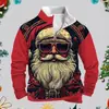 Sudadera Navideña para Hombre Estilo Comercio Exterior Transfronterizo 2024 Moda Sudadera con Estampado Digital Navideño Cuello Redondo Pullover