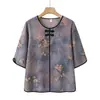 Atuendos de Verano para Mujeres de Mediana Edad y Mayores, Blusas Elegantes para Abuelas, Camisas Holgadas de Talla Grande con Nuevo Estilo Chino