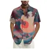 AliExpress Transfronterizo Ola Retro Estampado 3D Camisa de Manga Corta para Hombre Camisa Hawaiana Moda Casual Hombre