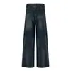 Jeans de Mezclilla Lavada Estilo Retro Americano para Hombre, Marca de Moda High Street Estilo Básico, Pantalones Rectos Sueltos Rasgados y Parcheados