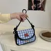 Bolso Pequeño Cuadrado de Lana a Cuadros Estilo Coreano Transfronterizo para Mujer 2026 Nuevo Elegante Versátil Bolso de Hombro para Viajes y Uso Diario