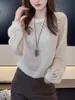 Suéter de Mohair Hueco Color Albaricoque para Mujer, Suéter Delgado de Primavera, Nuevo Estilo 2026, Estilo Relajado, Estilo Coreano, Top de Manga Larga