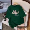 Camiseta Casual Simples Solta de Manga Curta Feminina, Estilo Verão Novo Desenho Animado Anime Coelho Judy Fofo
