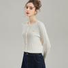 Cardigan Retro Retorcido de Manga Larga Casual Simple con Cuello Redondo para Otoño e Invierno Moda Suéter de Punto Ajustado Top Corto Chaqueta