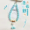 Corrente de Celular Raiz de Bodhi Azul Céu, Pingente Fofo de Raposa de Nove Caudas para Capa de Celular, Pulseira Anti-Perda Exquisita, Cordão Atrator de Riqueza