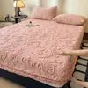 Lençol de Cama de Lã de Leite Ajustável Peça Única Inverno Engrossado Quente Dormitório Quarto Uso Doméstico Macio Confortável Protetor de Lençol Ajustável