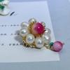 Concha Natural Perla Natural Ramillete Mariposa Incrustada de Diamantes Estilo Fragante Flor Temperamento Broche de Alta Calidad Exquisitos Pines Accesorios